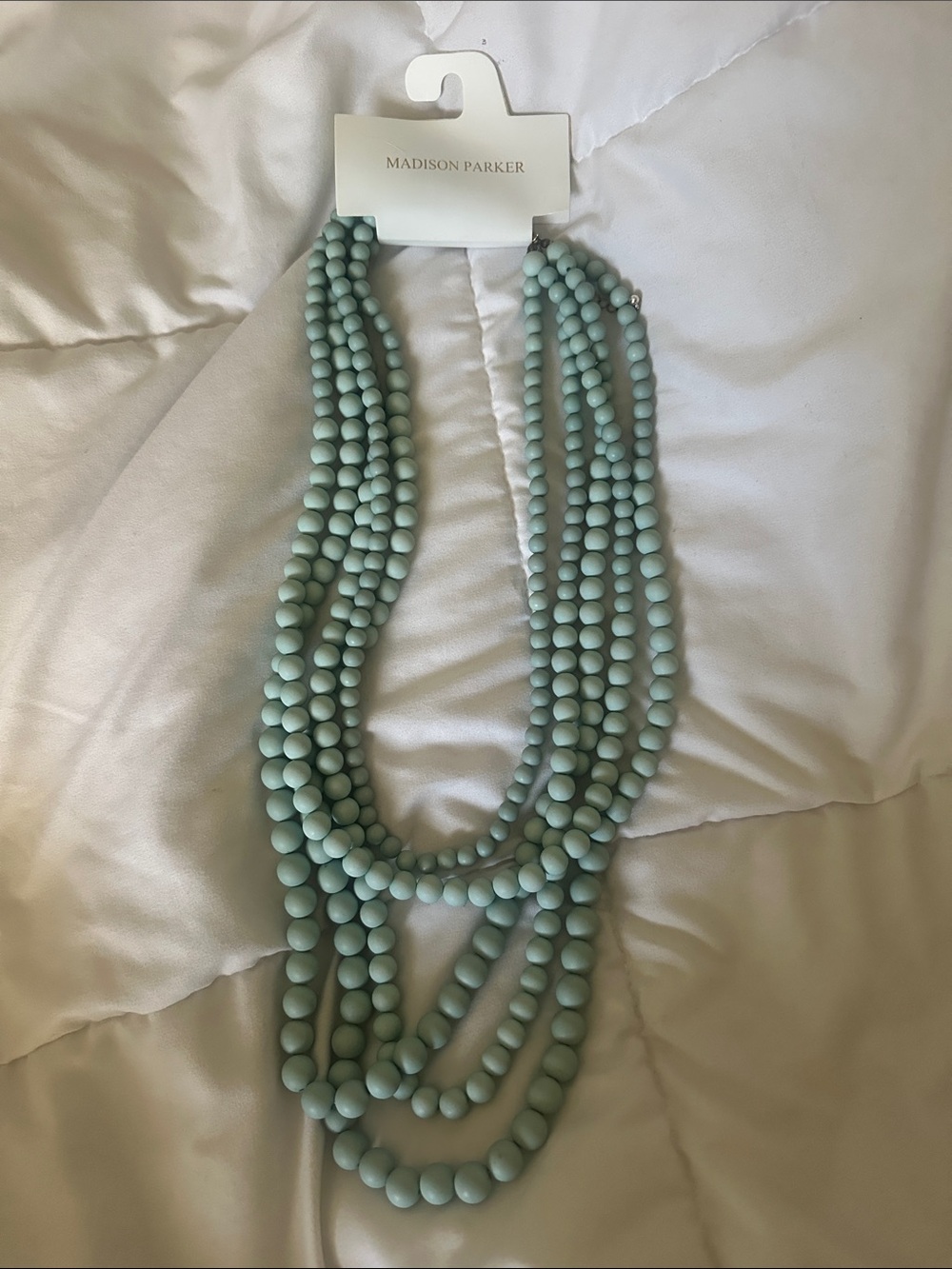 Madison Park Mint Green Layered Beaded Necklace